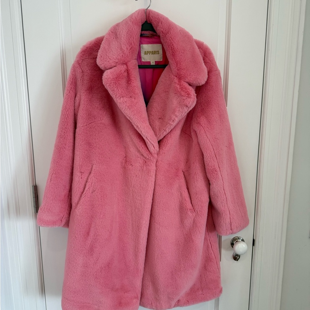 Apparis Vibrant Pink Teddy Jacket NWOT